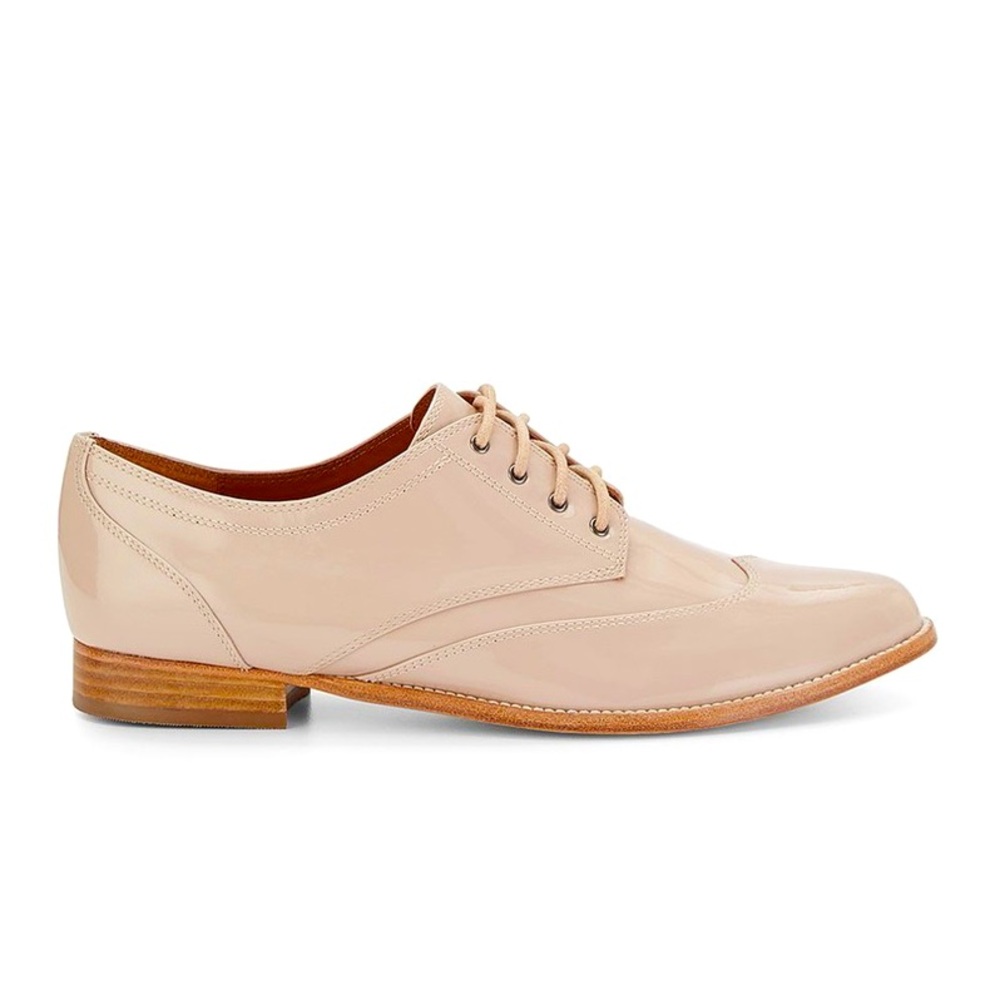 NWT REBECCA MINKOFF Maya Blush Pink Patent Leather Flat Oxfords sz 10